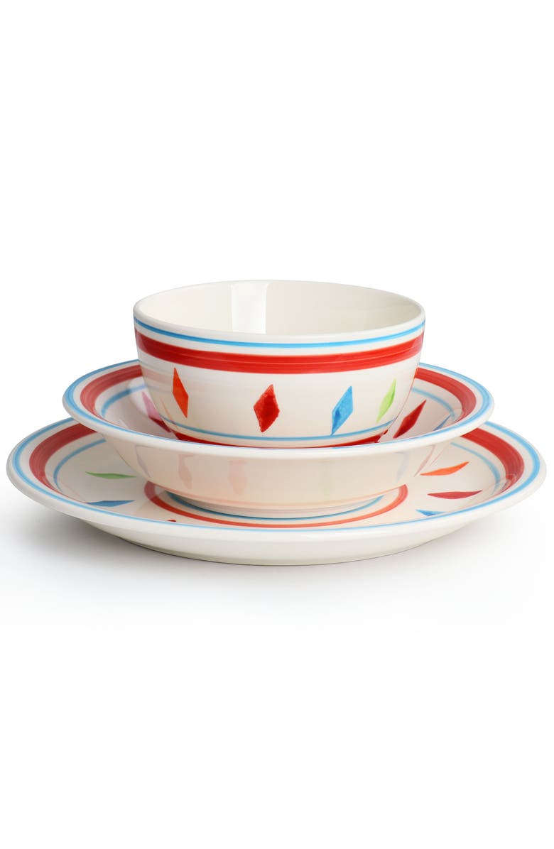 Gibson Home Heidy 12 Piece Hand Painted Durastone Dinnerware Set, Alternate, color, White