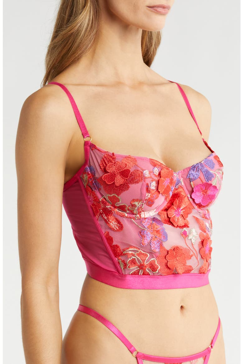 Floral Embroidered Underwire Bustier, Alternate, color, MIXED BERRY
