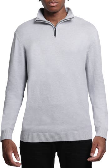 X-ray Xray Quarter Zip Mock Neck Sweater In Light Heather Grey