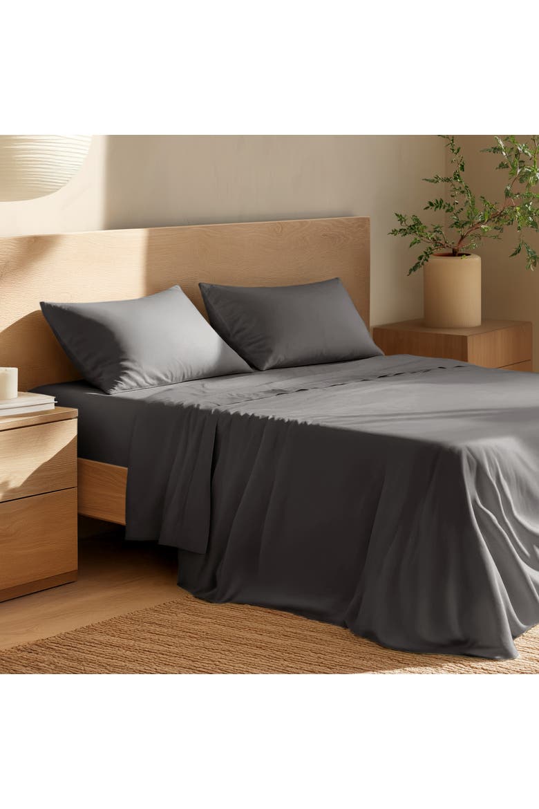 100% Organic Cotton Percale Sheet Set - Split King, Alternate, color, Grey