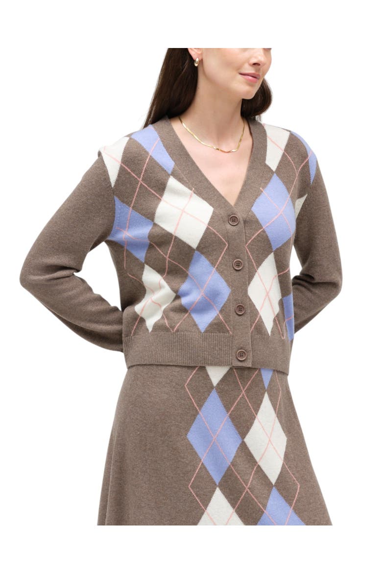 Wool-cashmere Argyle Cardigan, Main, color, Mushroom