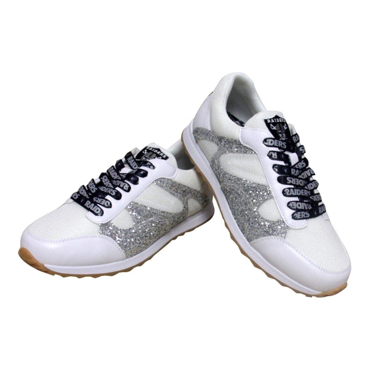 CUCE Women
s Cuce  White Las Vegas Raiders Glitter Sneakers, Alternate, color, White