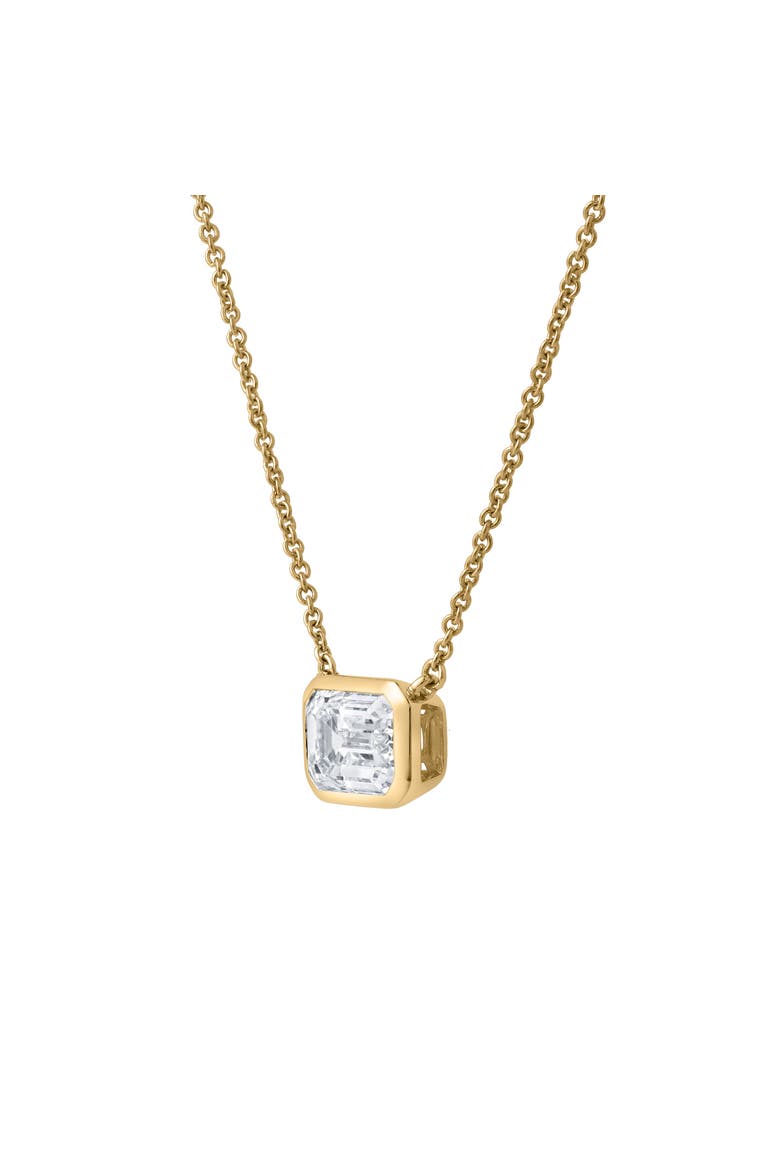 Glinda Emerald East West 14K Gold Lab Grown Diamond Bezel Necklace - 1.50 ct, Alternate, color, 14K Yellow Gold