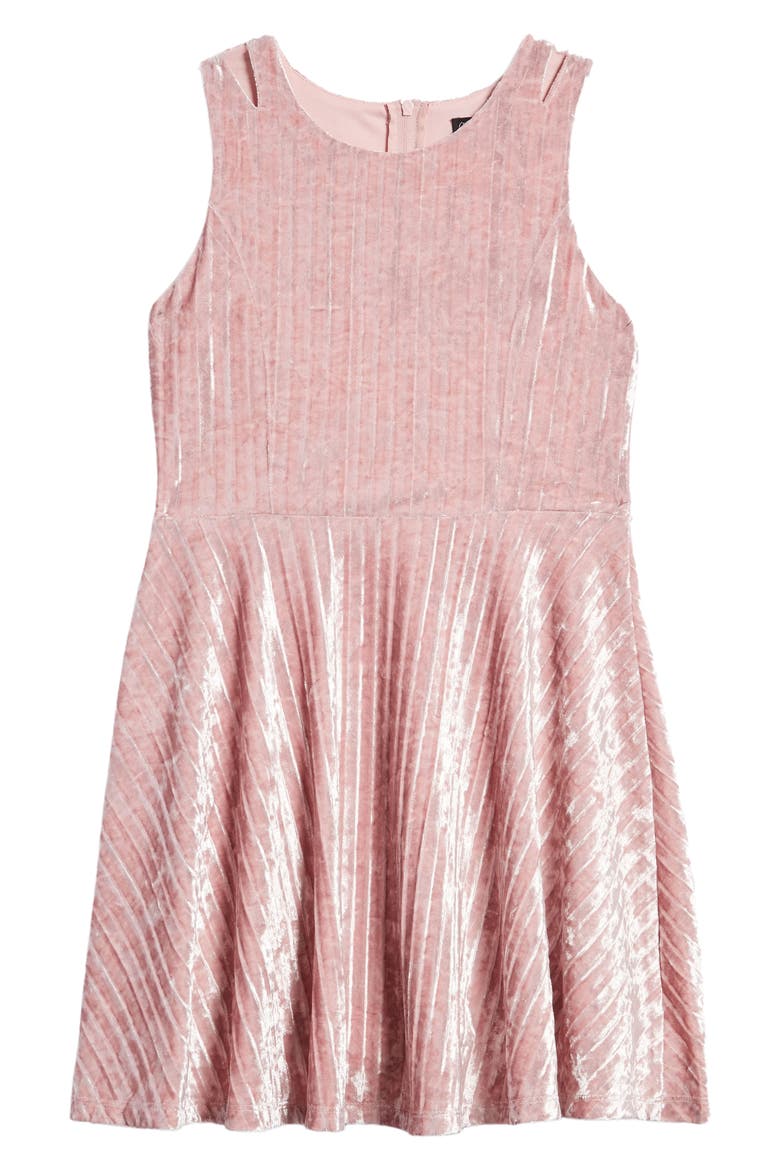 Kids' Velvet Rib Party Dress, Main, color, BLUSH
