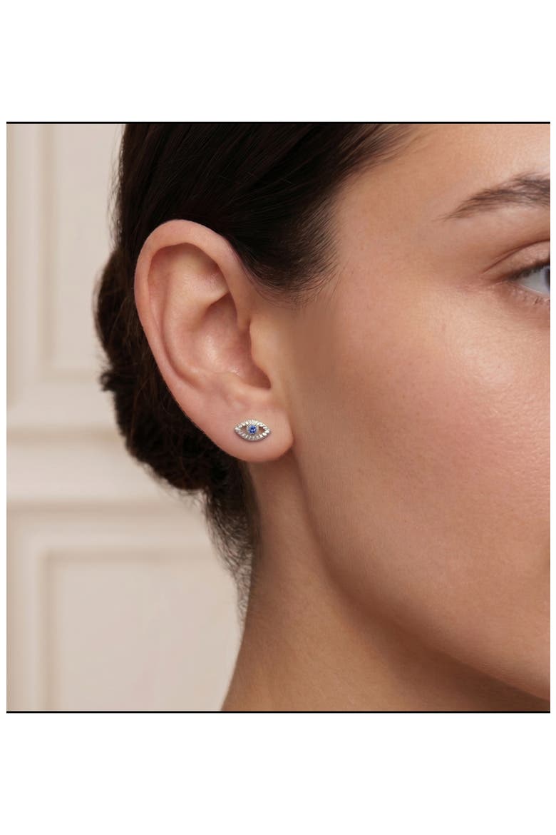 Diamond-Cut Petite Evil Eye Stud Earrings, Alternate, color, SILVER