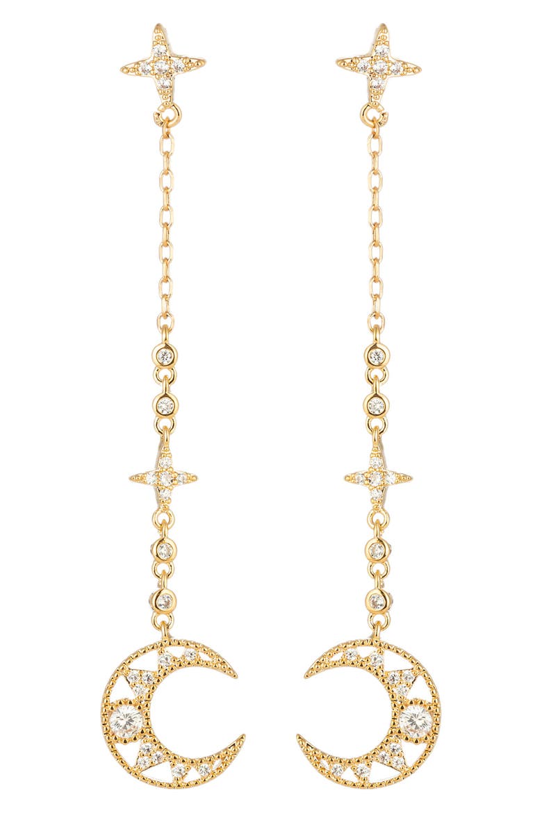 Laika Crescent Moon Drop Earrings, Main, color, GOLD
