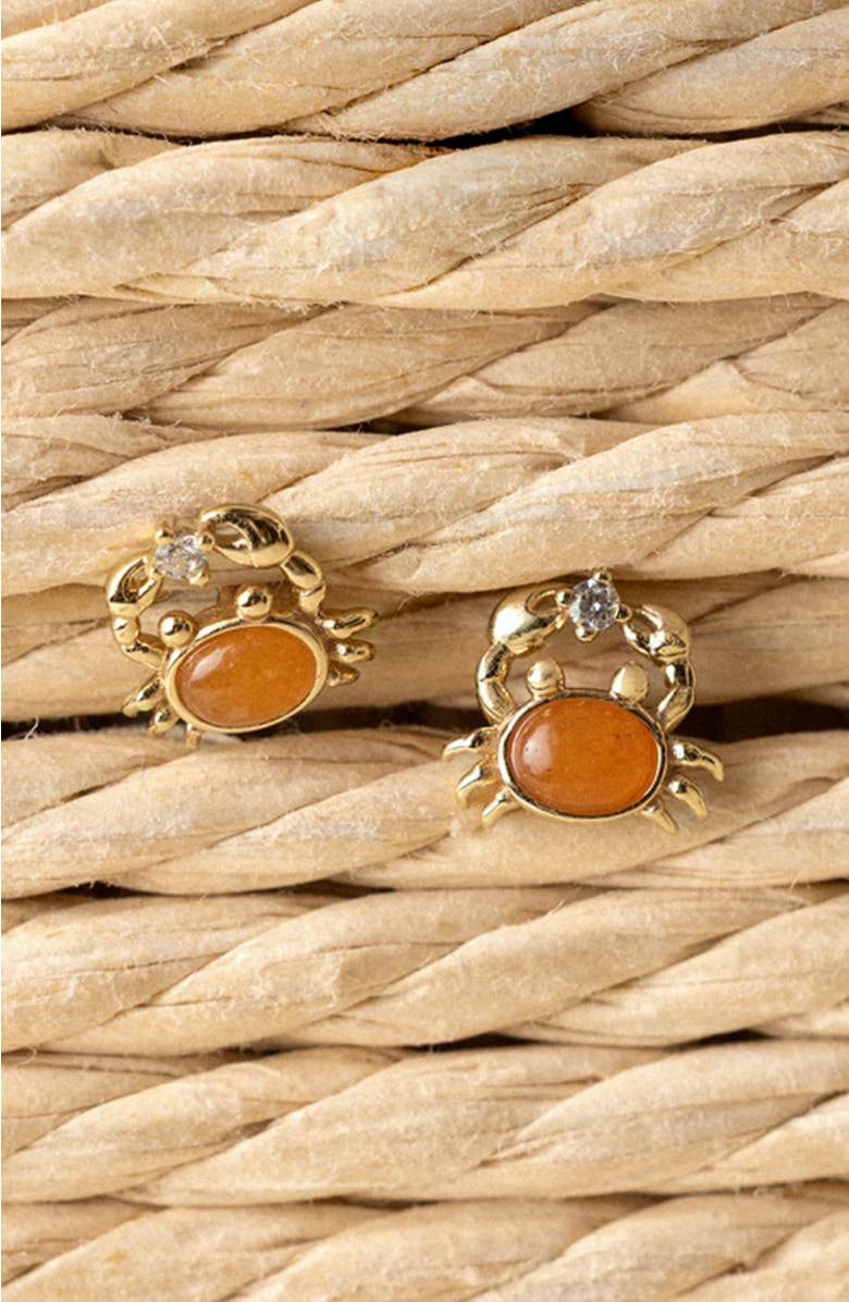 MADE BY MARY Crab Stud Earrings, Alternate, color, Gold Vermeil