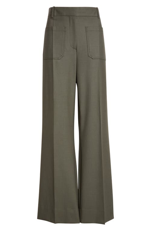 Victoria Beckham Alina High Waist Flare Leg Trousers In Green
