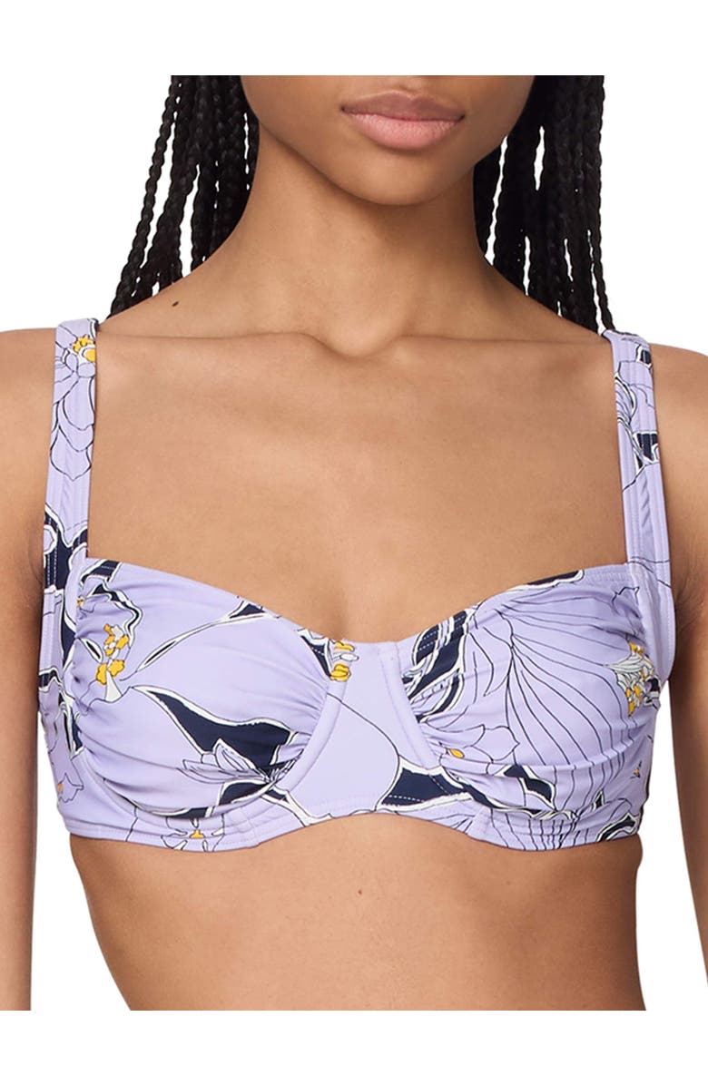 Kate Spade New York Garden Shirred Underwire Bra Top, Alternate, color, Planetary Navy