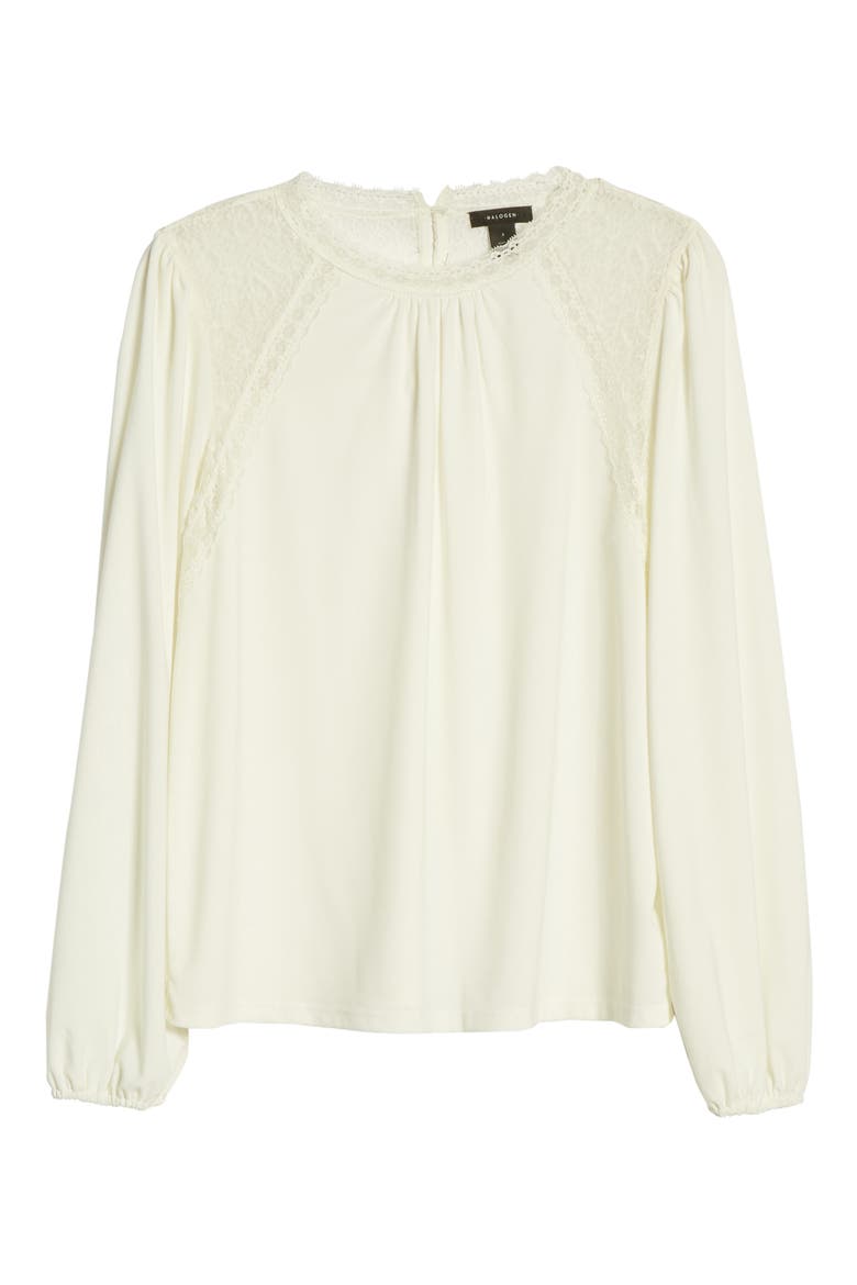 Lace Yoke Knit Top, Alternate, color, IVORY CLOUD