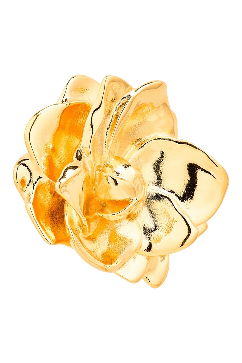 Small Gardenia Stud Earrings, Alternate, color, GOLD
