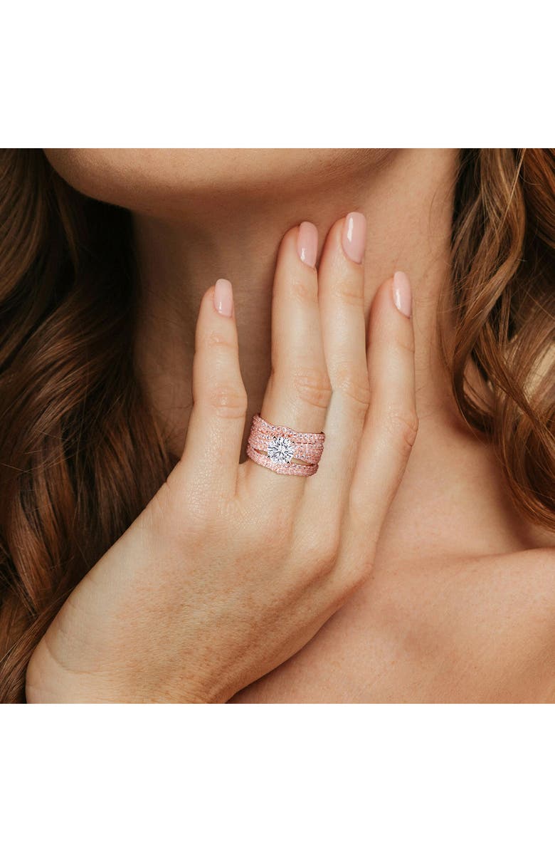 DELMAR Set of 3 Lab Grown White Sapphire Rings, Alternate, color, White/ Rose Gold