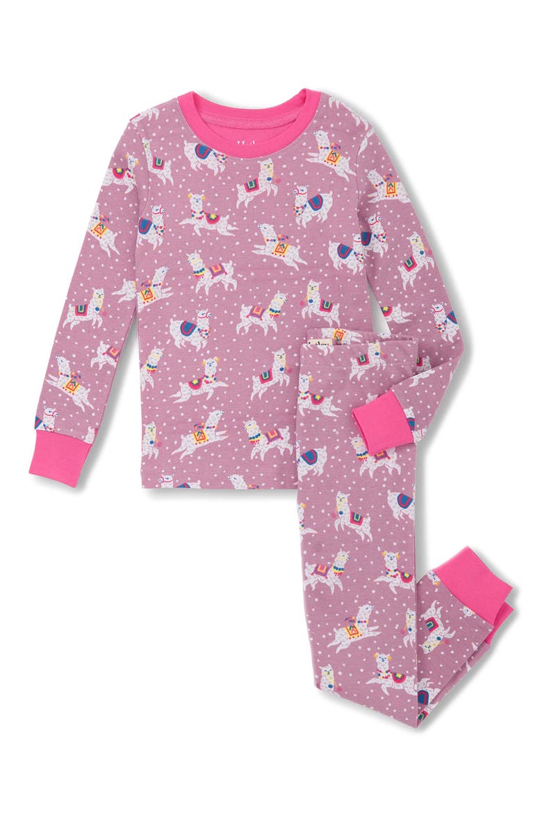 Kids' Dancing Alpacas Fitted Two-Piece Pajamas, Main, color, MAUVE ORCHID