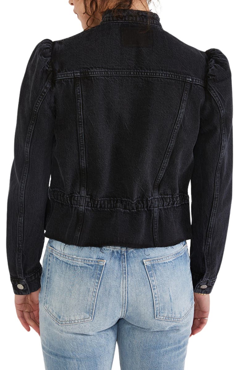 ÉTICA Remi Reconstructed Puff Sleeve Raw Hem Denim Jacket, Alternate, color, 