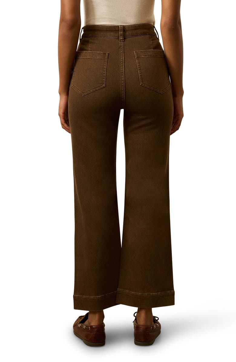 Faherty Patch Pocket High Waist Ankle Wide Leg Stretch Terry Pants, Alternate, color, Walnut