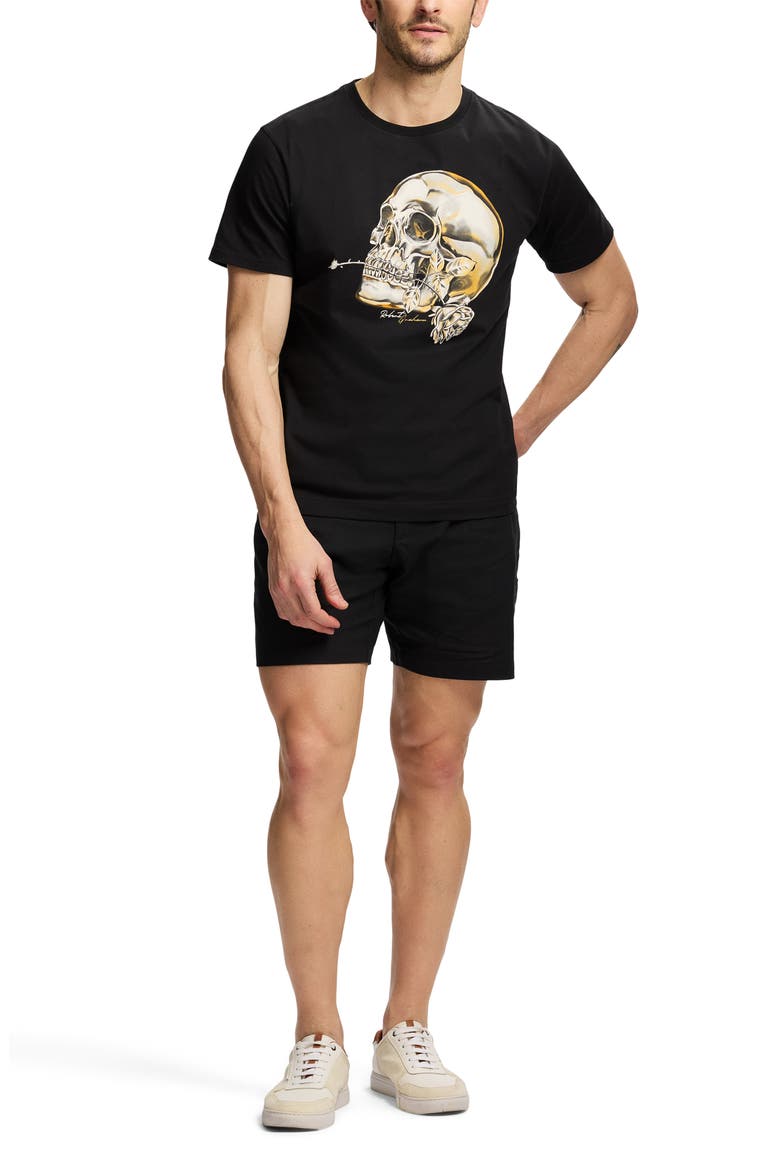 Chrome Skull Knit Graphic T-Shirt, Alternate, color, BLACK