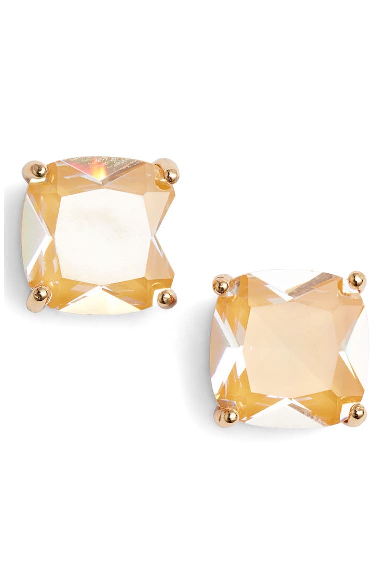 small square enamel stud earrings, Main, color, SAFFRON