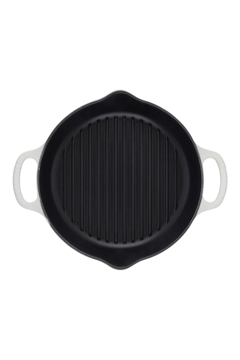 Signature 9.75-Inch Deep Round Enamel Cast Iron Grill Pan, Alternate, color, WHITE