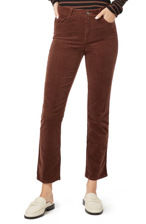 Cindy High Waist Ankle Slim Straight Leg Corduroy Jeans (Rosewood)