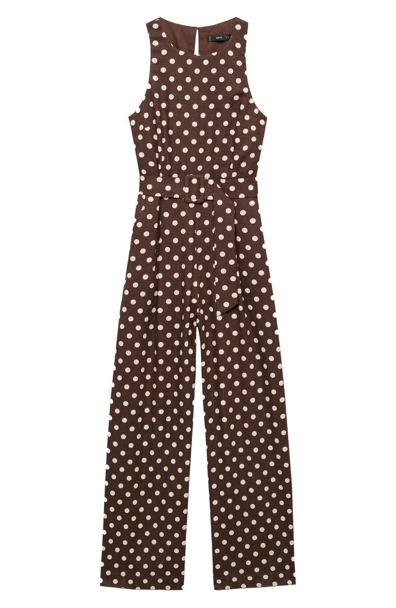 MANGO Belted Sleeveless Linen Blend Jumpsuit, Alternate, color, 