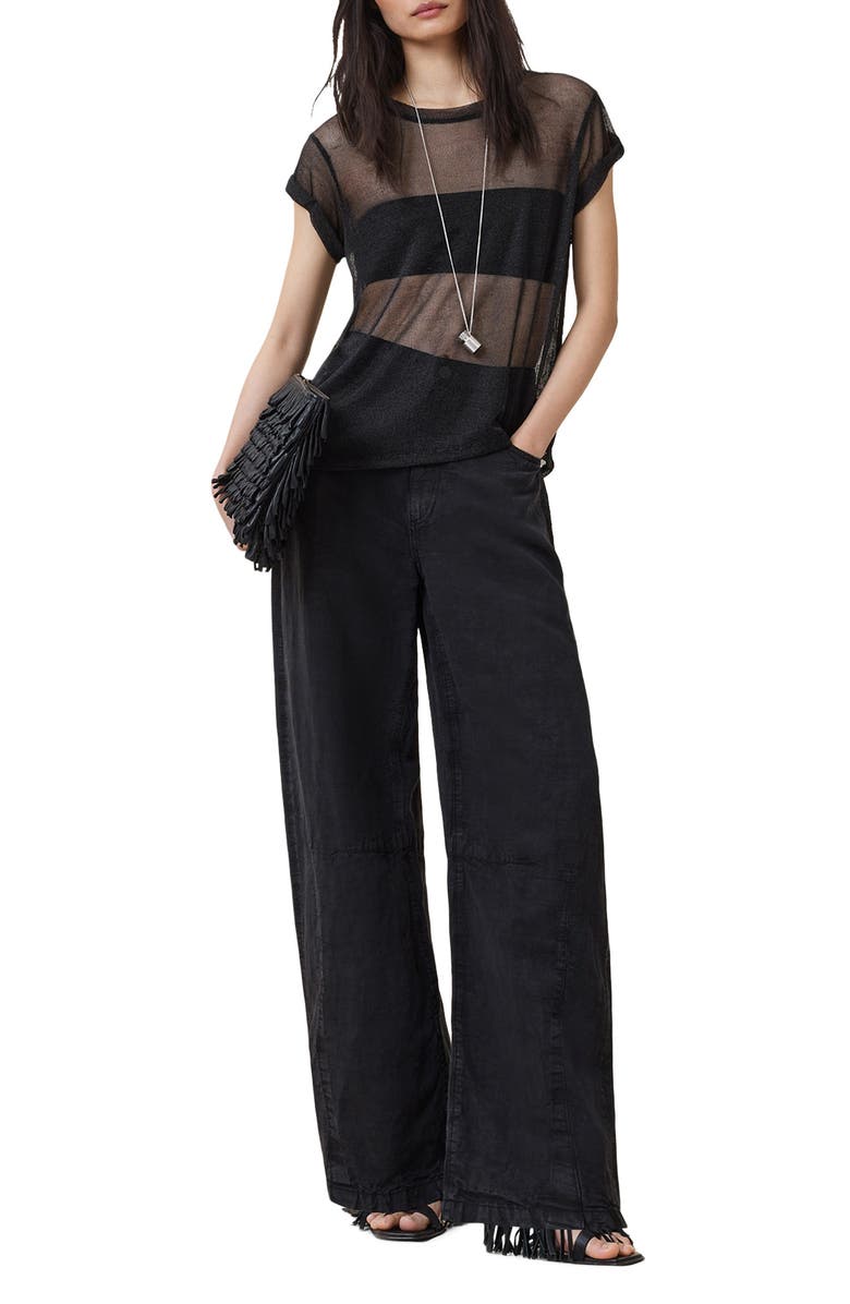 AllSaints Thea Sparkle Sheer Mesh Top, Alternate, color,