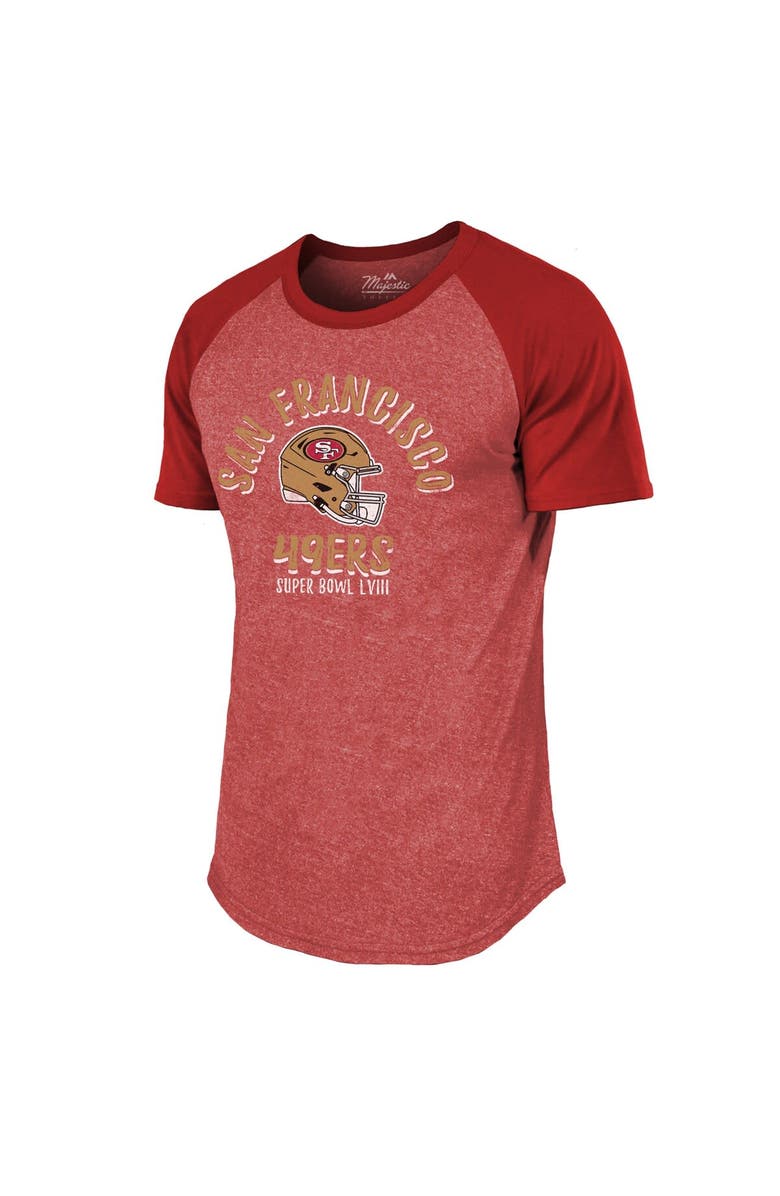 Majestic Threads Men's Majestic Threads Scarlet San Francisco 49ers Super Bowl LVIII Tri-Blend Raglan T-Shirt, Alternate, color, 
