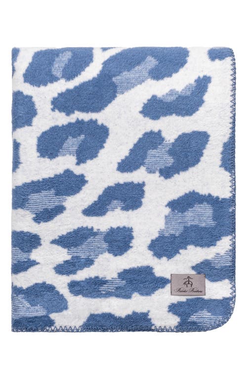 Brooks Brothers Leopard Print Throw Blanket In Blue