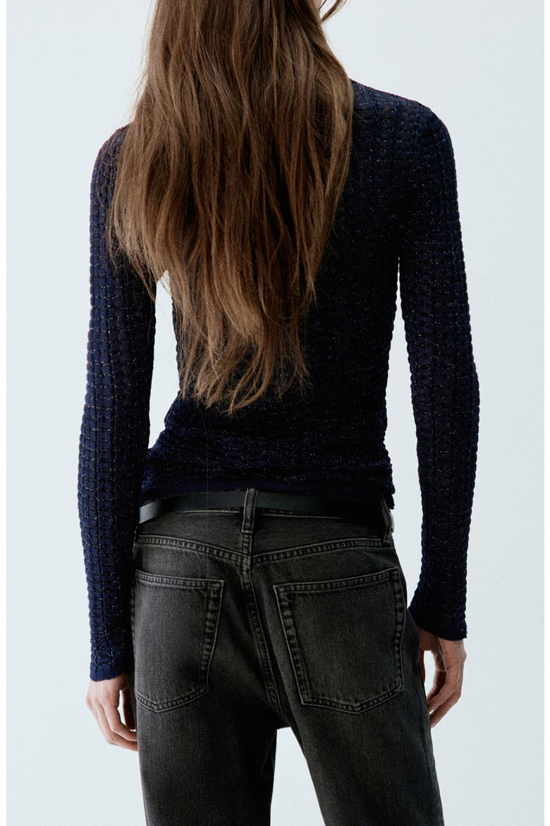 Textured Metallic Sweater, Alternate, color, NAVY