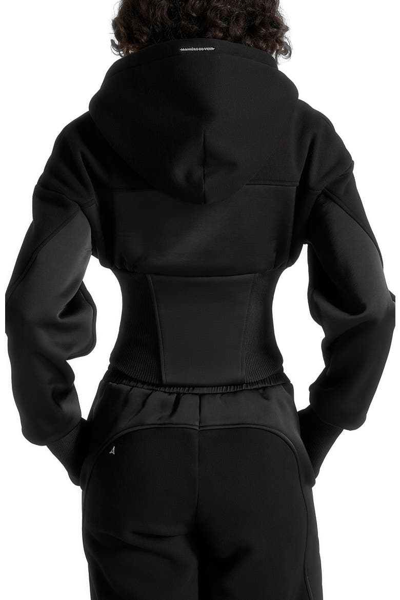 Brune Corset Jersey And Satin Zip Hoodie, Alternate, color, Black