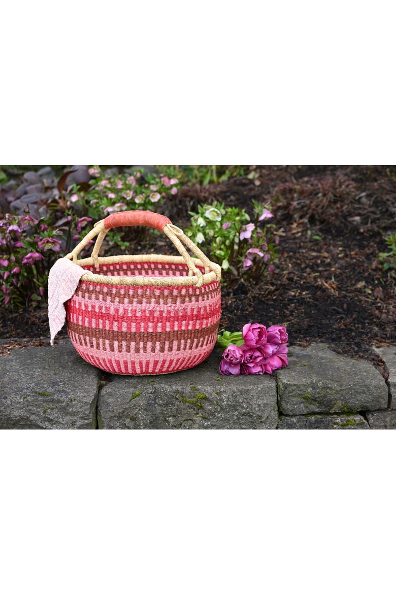 Patterned Bolga Basket, Alternate, color, Primrose