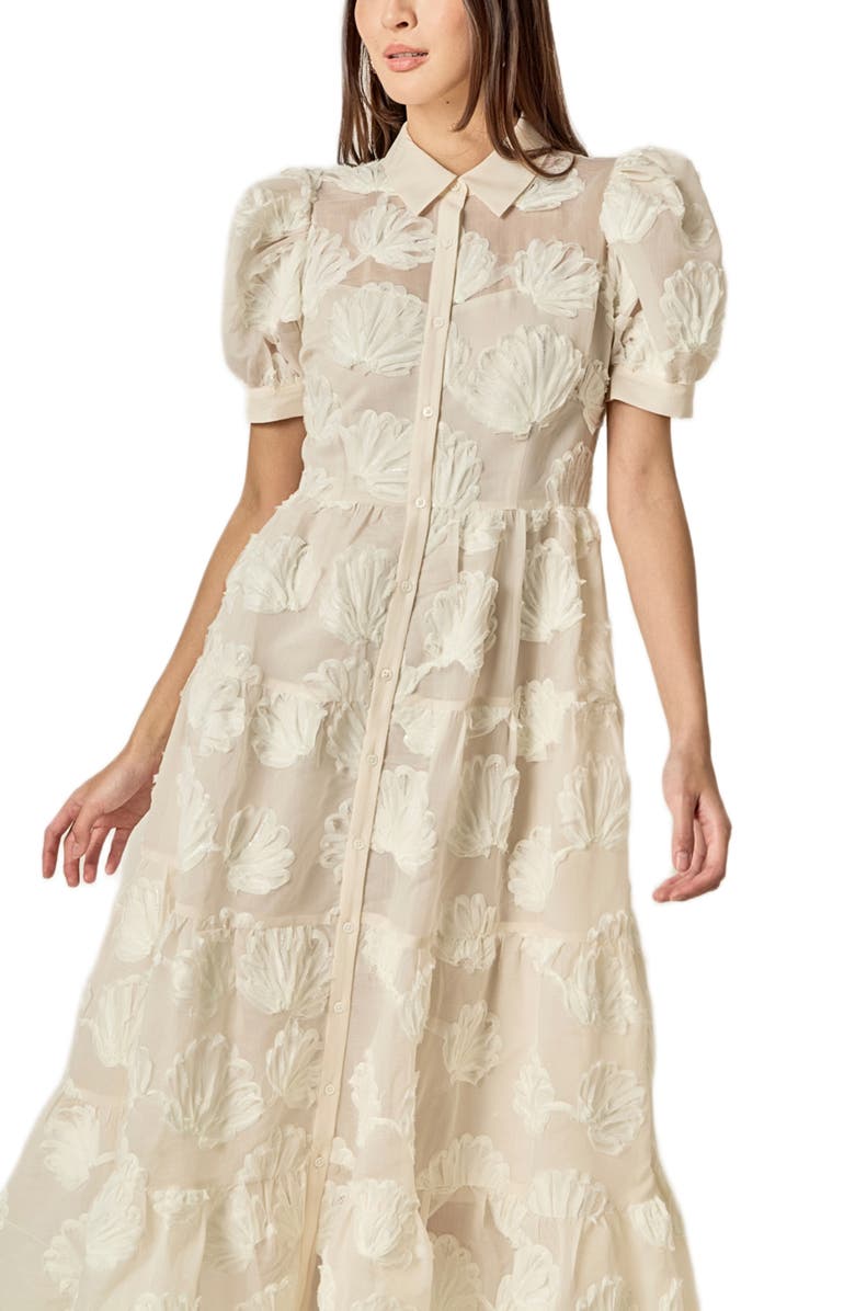 English Factory Shell Midi Shirtdress, Alternate, color, White