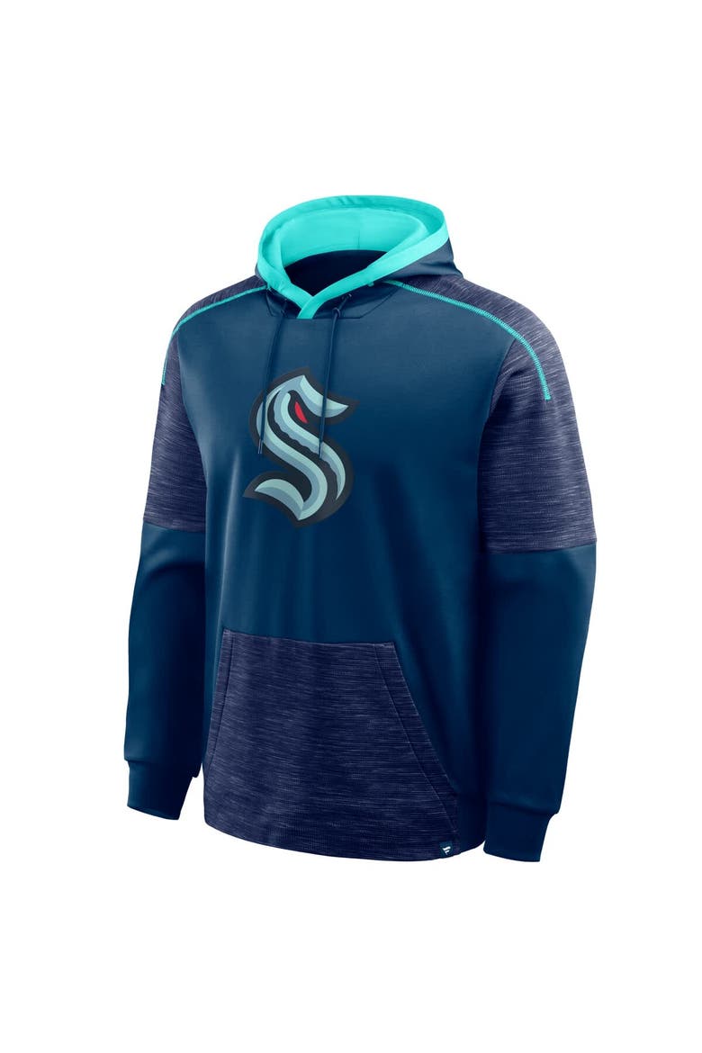 Men's Fanatics Deep Sea Blue Seattle Kraken Goaltender Defender Pullover Hoodie, Alternate, color, Navy