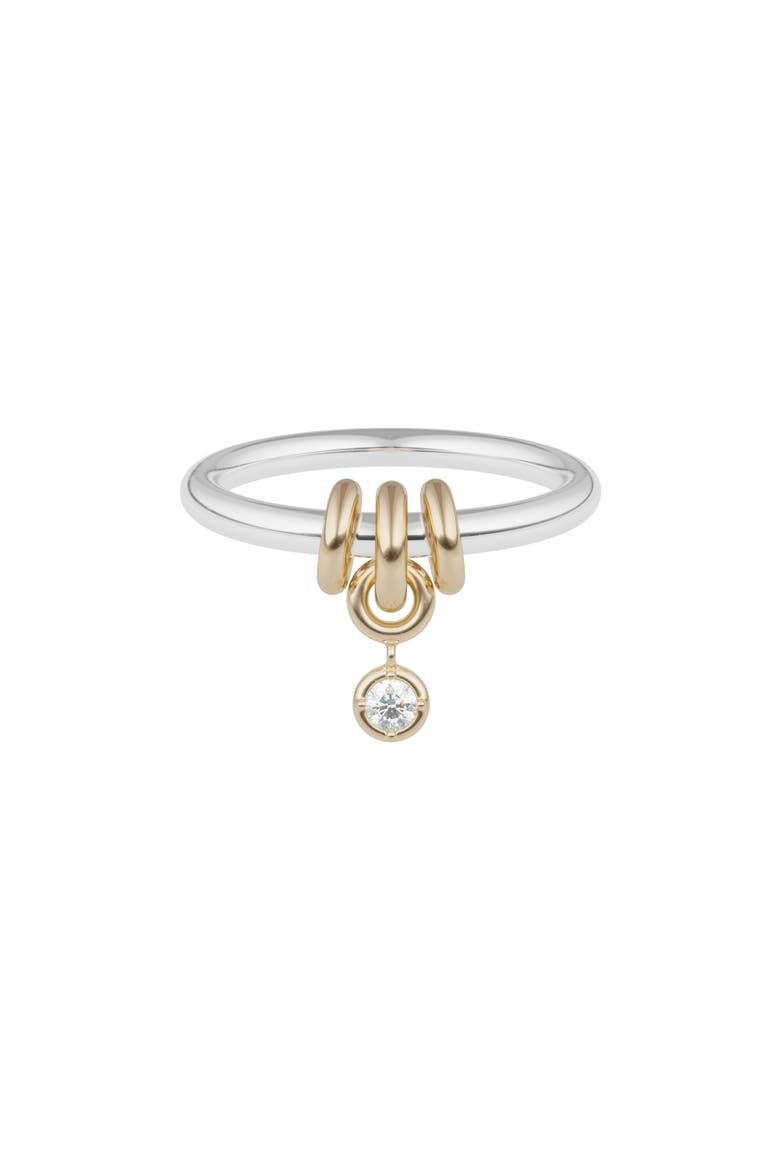 Pia Sterling Silver, 18K Gold & Diamond Two-Tone Ring, Main, color, SILVER