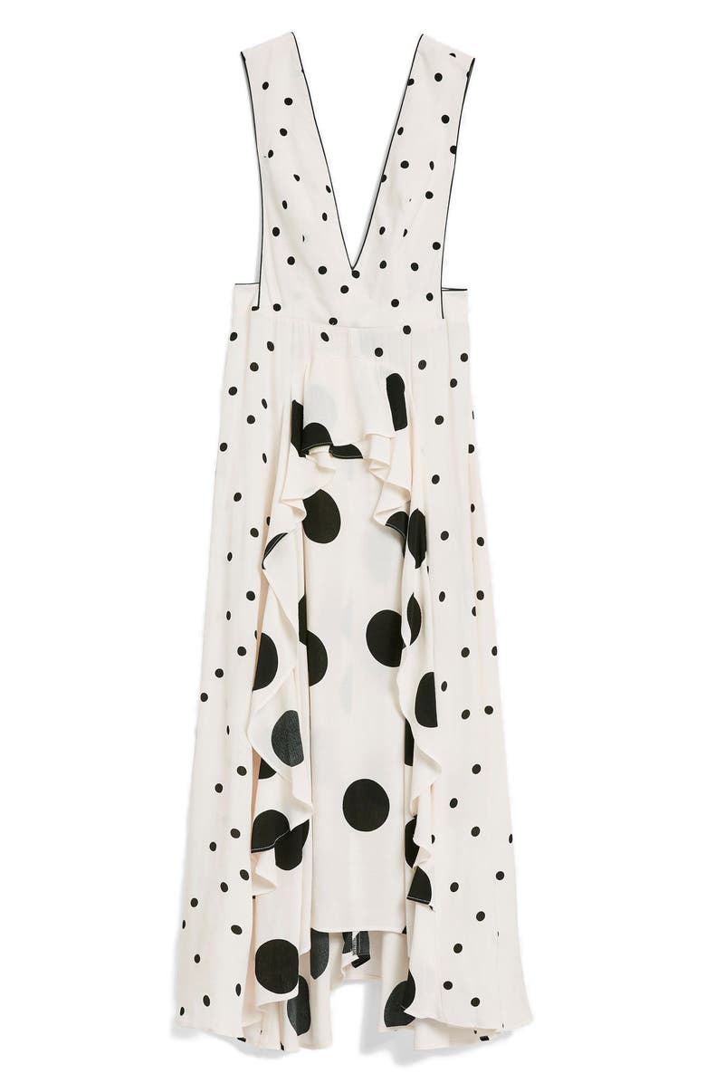 Topshop Mix Spotted Pinafore Midi Dress, Alternate, color, 