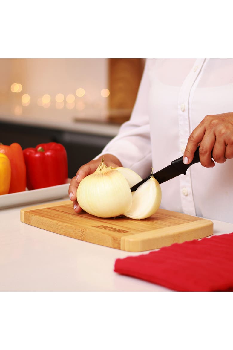 Small Burnished Cutting Board, 6x9 Inches, Alternate, color, Bamboo