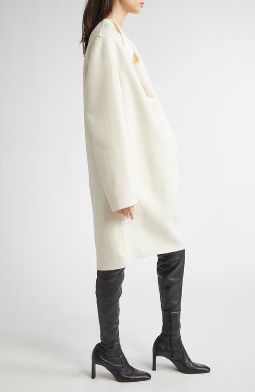 Totême Toteme Cowl Neck Long Sleeve Double Face Wool Dress In White