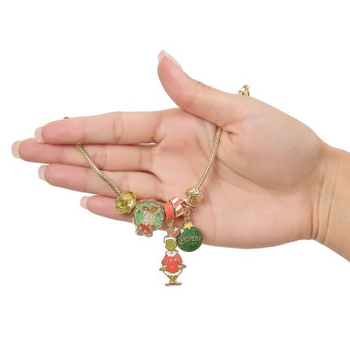 Grinch Holiday Charm Beaded Bracelet In Gold
