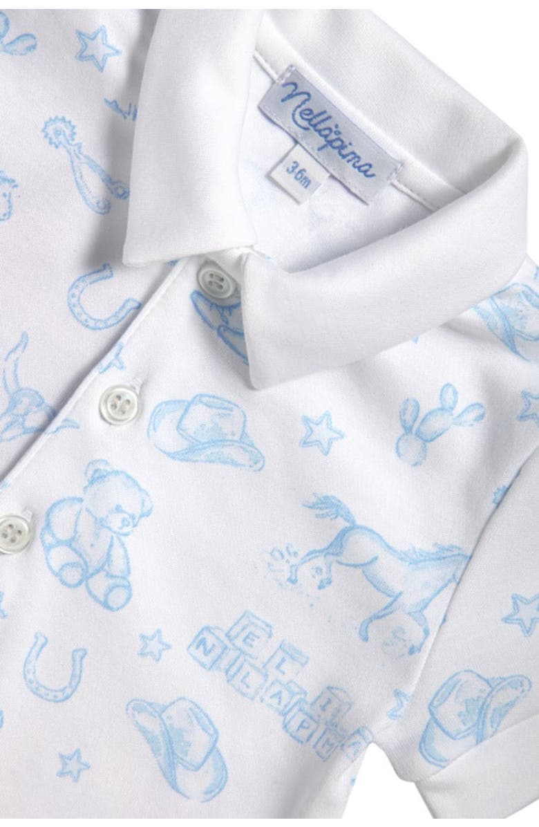 Nellapima Blue Lone Star Toile Romper - Baby, Alternate, color, Blue