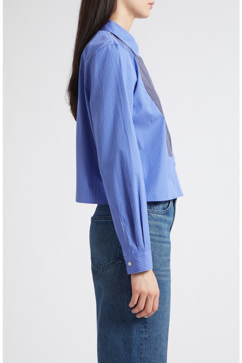 Warren Crop Stripe Bib Cotton Poplin Button-Up Shirt, Alternate, color, CORNFLOWER STRIPE