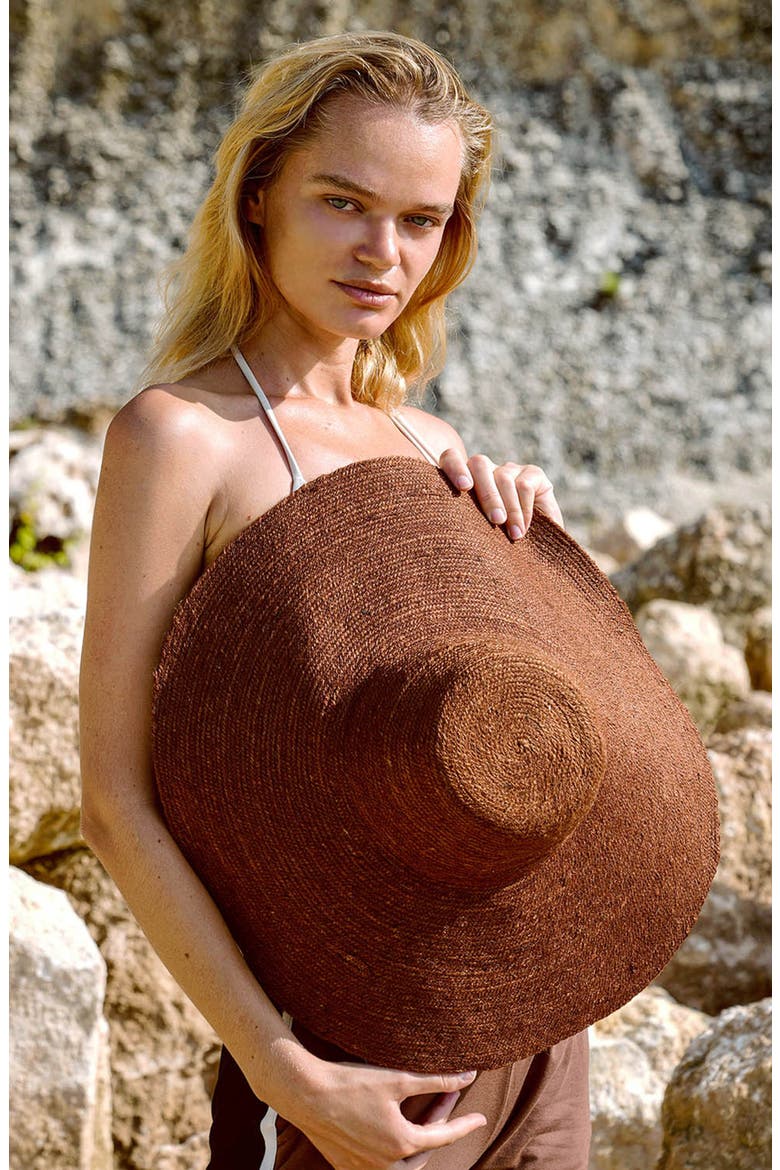 The Riri Jute Handwoven Straw Hat, Alternate, color, Burnt Sienna