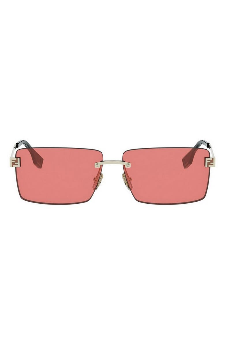 Fendi Sky Rimless Rectangular Sunglasses, Main, color, Gold / Bordeaux