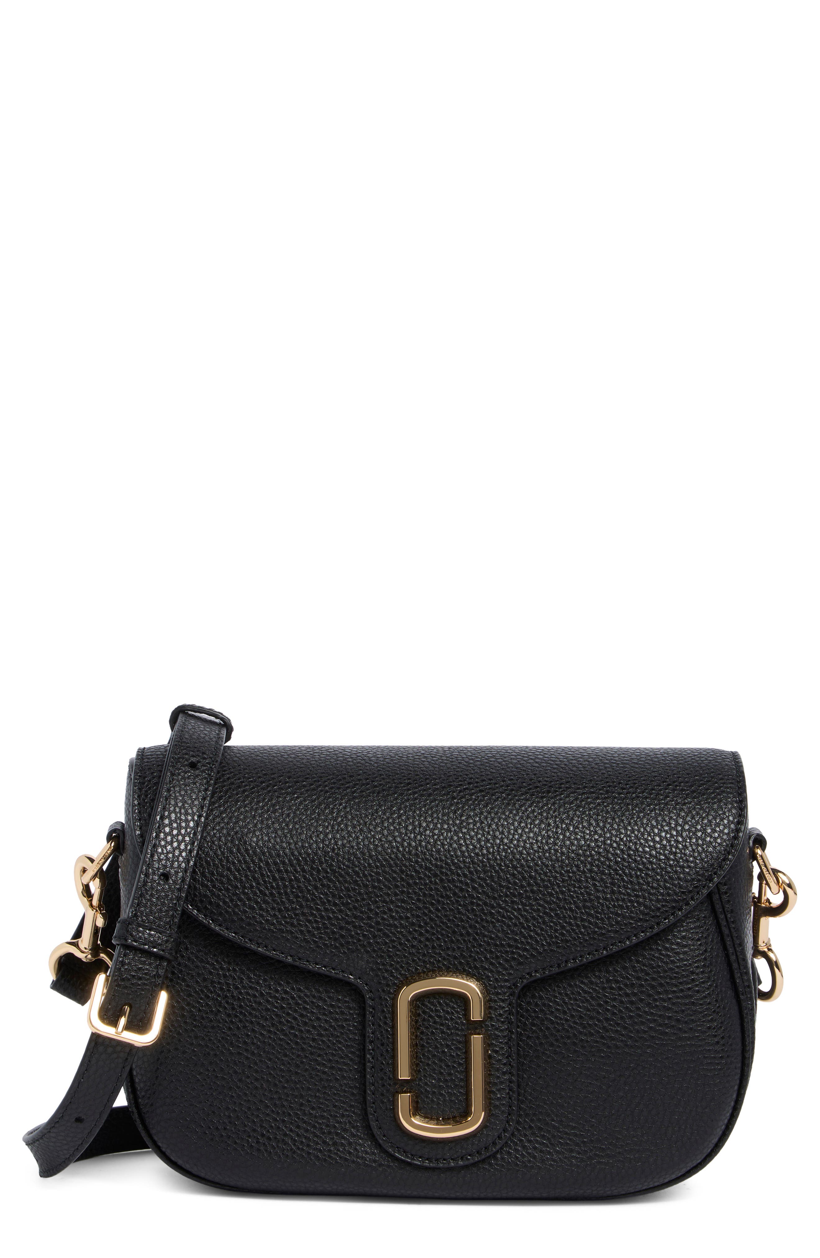 The Large Leather Saddle Bag, Main, color, BLACK