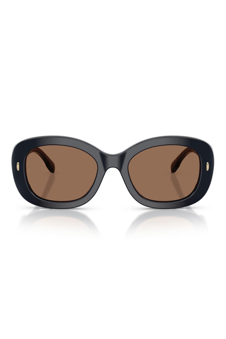 52mm Oval Sunglasses, Main, color, BLUE CRYSTAL / SOLID BROWN