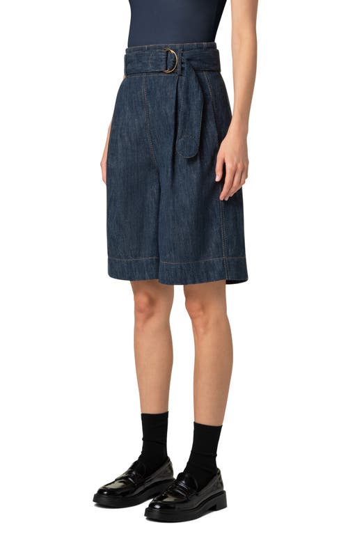 Akris Punto Fioretta Belted Sailor Denim Bermuda Shorts In Navy Denim