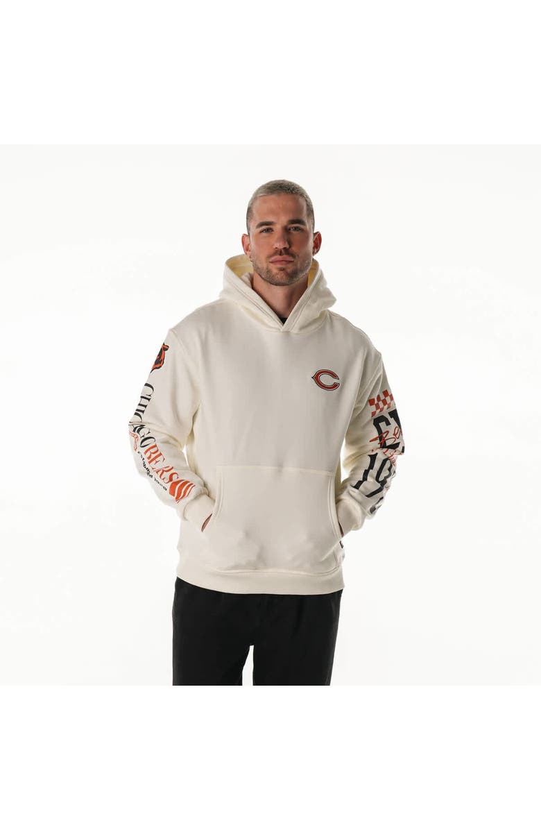 THE WILD COLLECTIVE Unisex The Wild Collective Cream Chicago Bears Stacked Graphic Sleeve Fleece Hoodie, Alternate, color,