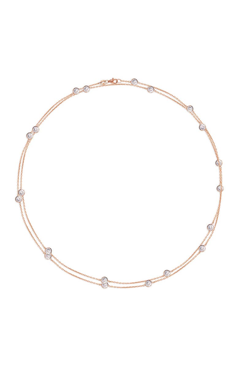 GABI RIELLE Rose Gold Long Wrap Bezel Necklace, Main, color, Rose Gold