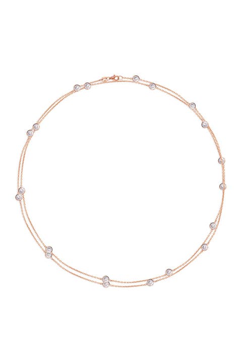 Rose Gold Long Wrap Bezel Necklace