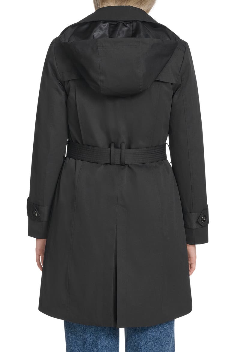 Water Resistant Twill Hooded Trench Coat, Alternate, color, BLACK