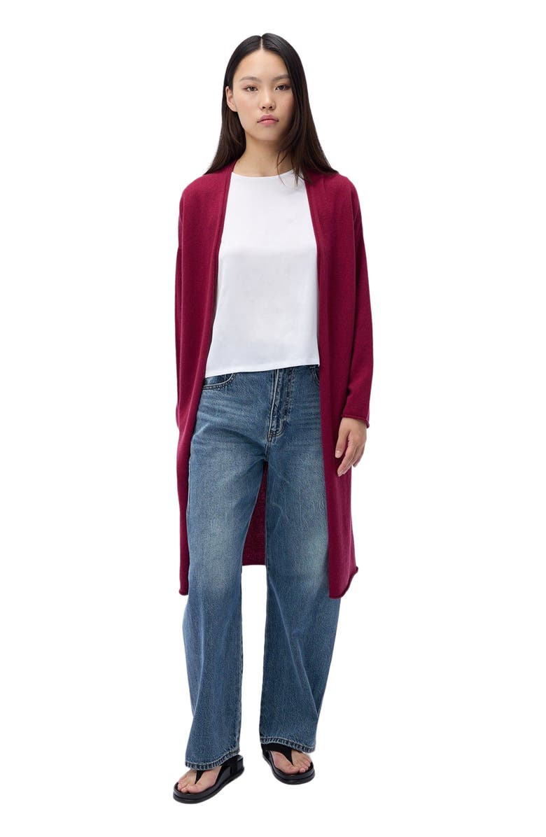 GOBI Mongolian Cashmere 3D Longline Cardigan, Alternate, color, Dry Rose