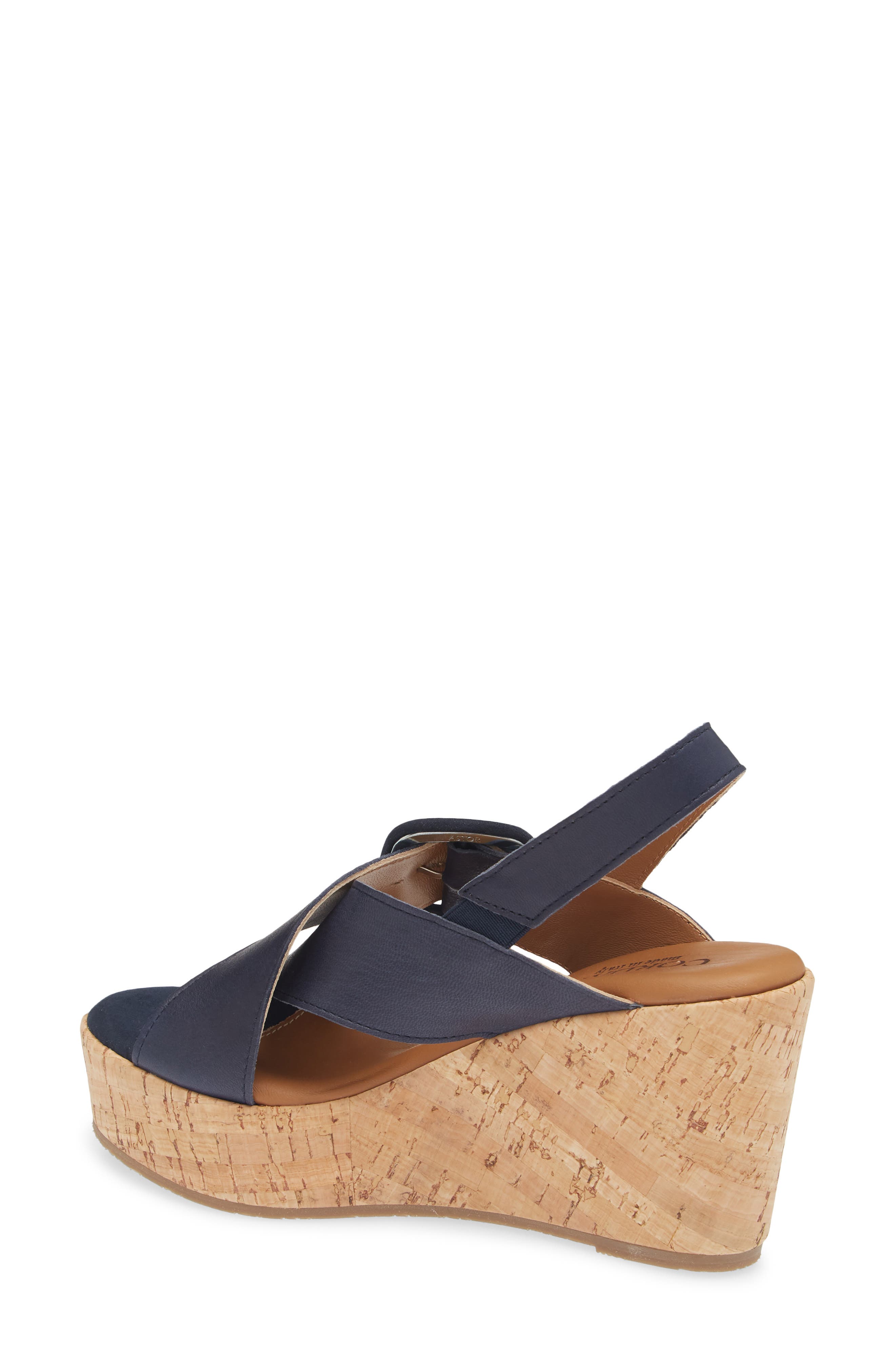Dustin Slingback Platform Wedge Sandal, Alternate, color, NAVY LEATHER